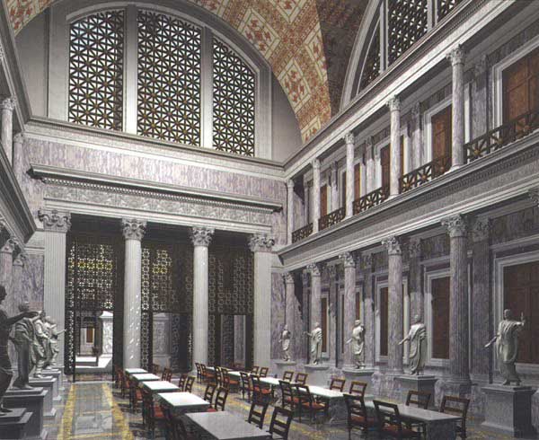 La biblioteca della Magnaura a Bisanzio (immagine in verosimile).
