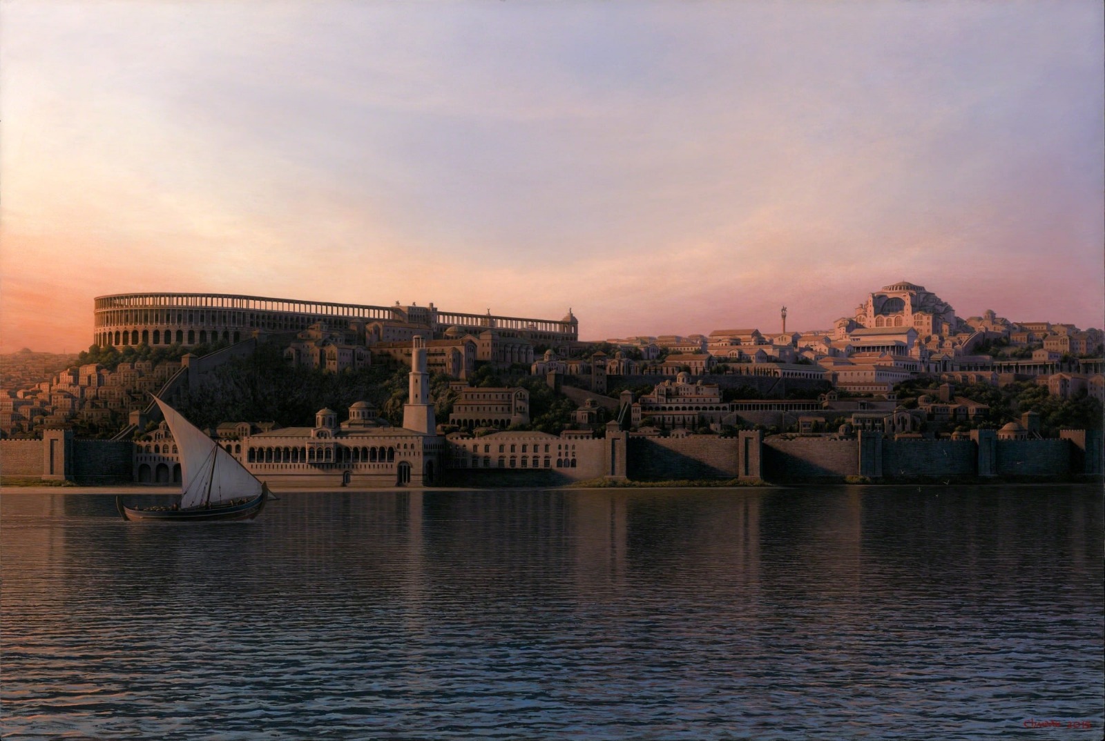 Bisanzio nel XII secolo, vista dal Mar di Marmara (versione in verosimile).